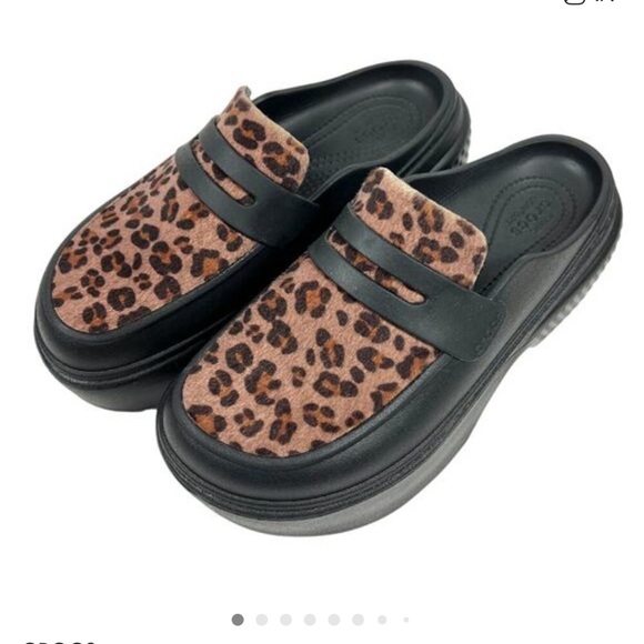 CROCS Shoes - CROCS Women's Black and Leopard Platform Clogs